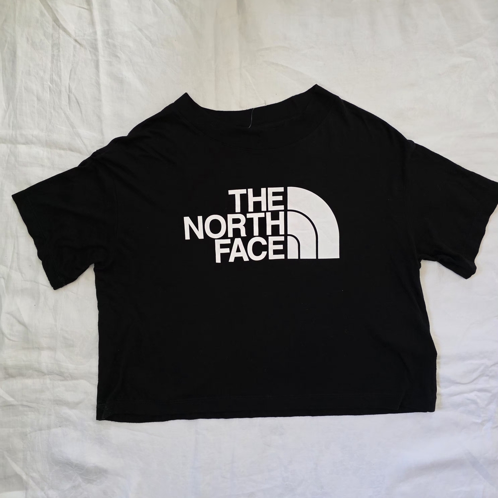 The North Face Women's Black Crop Top with White Logo NWOT